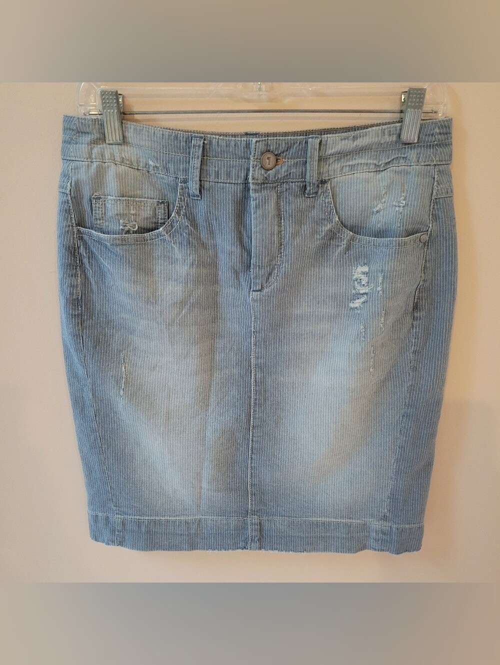 Anthropologie Pilcro Striped Distressed Denim Skirt
